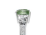 White gold Fancy Green Princess Cut Three-Stone Diamond Ring with Pavé Band and Four-Prong Setting_17
