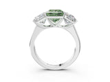White gold Fancy Green Princess Cut Three-Stone Diamond Ring with Prong Setting on a Classic Band_21