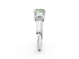 White gold Fancy Green Princess Cut Three-Stone Diamond Ring with Prong Setting on a Classic Band_2