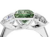 White gold Fancy Green Princess Cut Three-Stone Diamond Ring with Prong Setting on a Classic Band_4