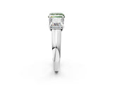 White gold Fancy Green Princess Cut Three-Stone Diamond Ring with Prong Setting on a Classic Band_42