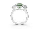 White gold Fancy Green Princess Cut Three-Stone Diamond Ring with Prong Setting on a Classic Band_43