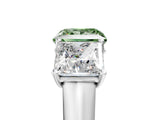 White gold Fancy Green Princess Cut Three-Stone Diamond Ring with Prong Setting on a Classic Band_5