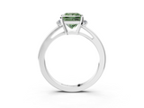 White gold Fancy Green Princess  Cut Three-Stone Solitaire Ring with Round Accent Diamonds and Four-Prong Setting_3