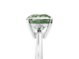 White gold Fancy Green Princess  Cut Three-Stone Solitaire Ring with Round Accent Diamonds and Four-Prong Setting_5
