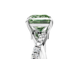 White gold Fancy Green Princess  Cut Twist Band Solitaire Diamond Ring with Pavé Setting_8