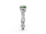 White gold Fancy Green Princess  Cut Twisted Pavé Band Solitaire Ring with Four-Prong Setting_2