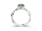 White gold Fancy Green Princess  Cut Twisted Pavé Band Solitaire Ring with Four-Prong Setting_3