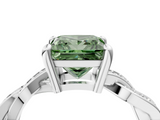 White gold Fancy Green Princess  Cut Twisted Pavé Band Solitaire Ring with Four-Prong Setting_4