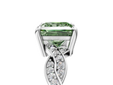 White gold Fancy Green Princess  Cut Twisted Pavé Band Solitaire Ring with Four-Prong Setting_5