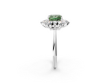 White gold Fancy Green Princess  Diamond Cluster Halo Ring with Solitaire Band and Four-Prong Setting_2