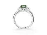 White gold Fancy Green Princess  Diamond Cluster Halo Ring with Solitaire Band and Four-Prong Setting_3