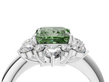 White gold Fancy Green Princess  Diamond Cluster Halo Ring with Solitaire Band and Four-Prong Setting_4