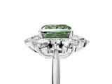 White gold Fancy Green Princess  Diamond Cluster Halo Ring with Solitaire Band and Four-Prong Setting_5