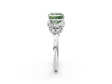 White gold Fancy Green Princess  Diamond Cluster Leaf Design Ring with Prong Setting_2
