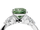 White gold Fancy Green Princess  Diamond Cluster Leaf Design Ring with Prong Setting_4