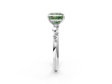 White gold Fancy Green Princess  Diamond Cluster Prong-Set Solitaire Ring_2