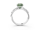 White gold Fancy Green Princess  Diamond Cluster Prong-Set Solitaire Ring_3