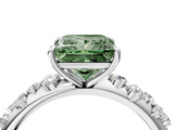 White gold Fancy Green Princess  Diamond Cluster Prong-Set Solitaire Ring_4