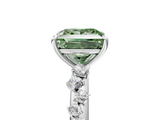 White gold Fancy Green Princess  Diamond Cluster Prong-Set Solitaire Ring_5