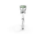 White gold Fancy Green Princess  Diamond Floral Cluster Ring with Solitaire Band and Prong Setting_2