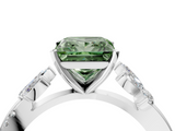 White gold Fancy Green Princess  Diamond Floral Vine Solitaire Engagement Ring_4