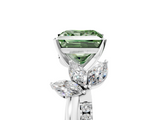 White gold Fancy Green Princess  Diamond Floral Vine Solitaire Engagement Ring_5