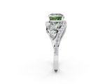 White gold Fancy Green Princess  Diamond Halo Ring with Marquise and Pavé Band in Prong Setting_2