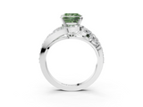 White gold Fancy Green Princess  Diamond Halo Ring with Marquise and Pavé Band in Prong Setting_3