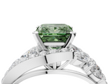 White gold Fancy Green Princess  Diamond Halo Ring with Marquise and Pavé Band in Prong Setting_4