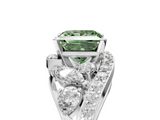 White gold Fancy Green Princess  Diamond Halo Ring with Marquise and Pavé Band in Prong Setting_5