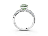 White gold Fancy Green Princess  Diamond Pavé Band Solitaire Ring with Four-Prong Setting_32
