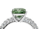 White gold Fancy Green Princess  Diamond Pavé Band Solitaire Ring with Four-Prong Setting_33