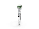 White gold Fancy Green Princess  Diamond Pavé Band Solitaire Ring with Four-Prong Setting_36