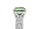 White gold Fancy Green Princess  Diamond Pavé Band Solitaire Ring with Four-Prong Setting_39