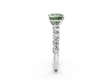 White gold Fancy Green Princess  Diamond Pavé Band Solitaire with Four-Prong Setting_2