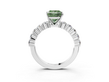 White gold Fancy Green Princess  Diamond Pavé Band Solitaire with Four-Prong Setting_3