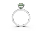 White gold Fancy Green Princess  Diamond Pavé Band Solitaire with Four-Prong Setting_3