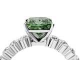 White gold Fancy Green Princess  Diamond Pavé Band Solitaire with Four-Prong Setting_4