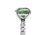 White gold Fancy Green Princess  Diamond Pavé Band Solitaire with Four-Prong Setting_5
