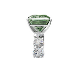 White gold Fancy Green Princess  Diamond Pavé Band Solitaire with Four-Prong Setting_5