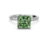 White gold Fancy Green Princess  Diamond Pavé Band with Six-Prong Setting_15