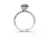 White gold Fancy Green Princess  Diamond Prong Set Engagement Ring with Pave Band_3