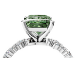 White gold Fancy Green Princess  Diamond Prong Set Engagement Ring with Pave Band_4