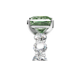 White gold Fancy Green Princess  Diamond Prong Setting with Side Stones on a Pave Band_5