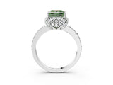 White gold Fancy Green Princess  Diamond Solitaire Ring with Shared Prong Pavé Band_16