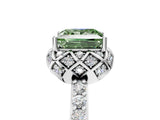 White gold Fancy Green Princess  Diamond Solitaire Ring with Shared Prong Pavé Band_18