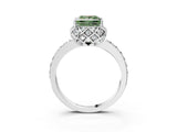 White gold Fancy Green Princess  Diamond Solitaire Ring with Shared Prong Pavé Band_31