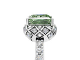 White gold Fancy Green Princess  Diamond Solitaire Ring with Shared Prong Pavé Band_34