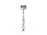White gold Fancy Green Princess  Diamond Solitaire with Pave Band and Six-Prong Setting_2